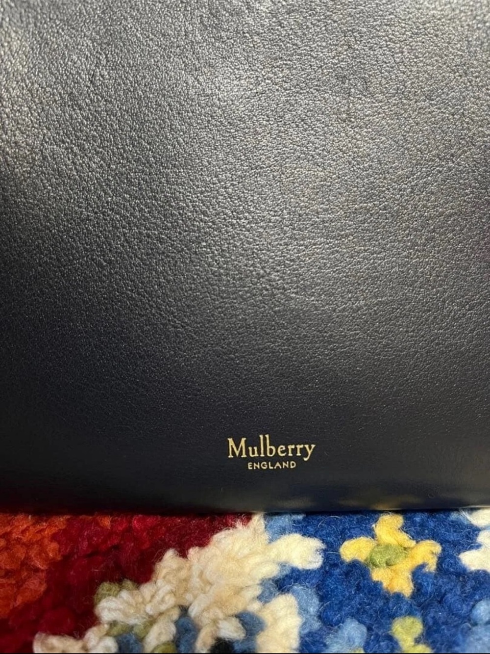 Mulberry Navy Leather Satchel with Brown Strap and Cream Handles - Picture 7 of 12